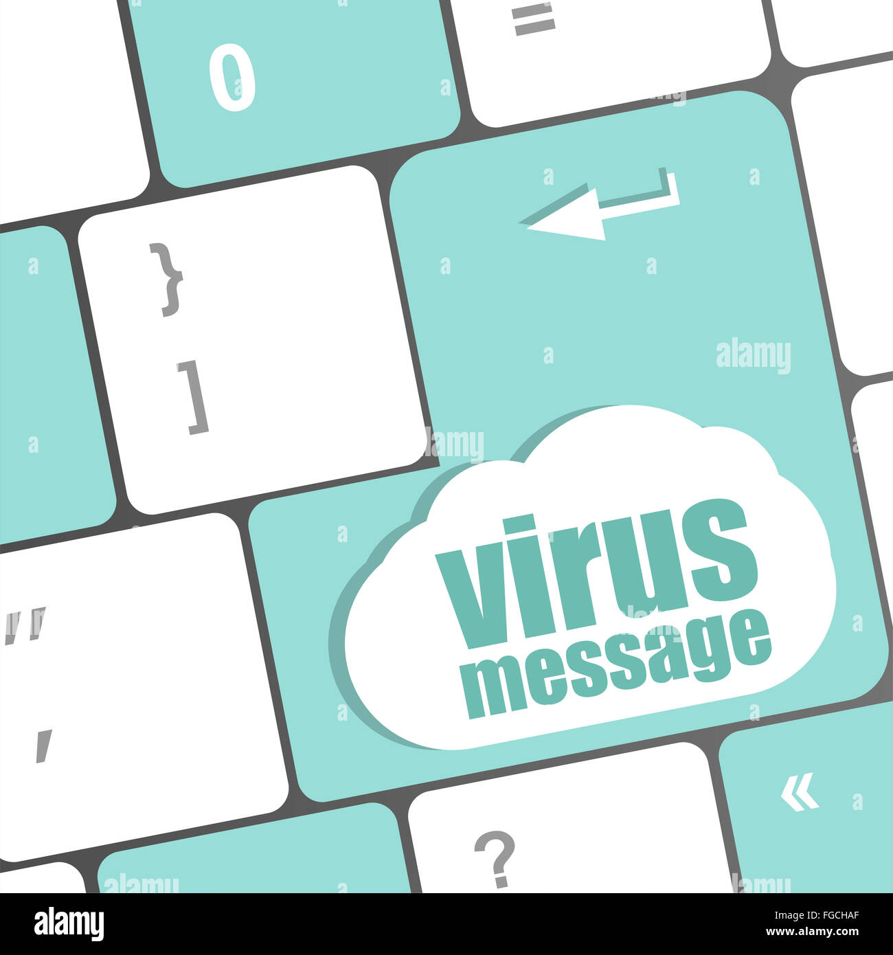 Computer keyboard with virus message key Stock Photo Alamy