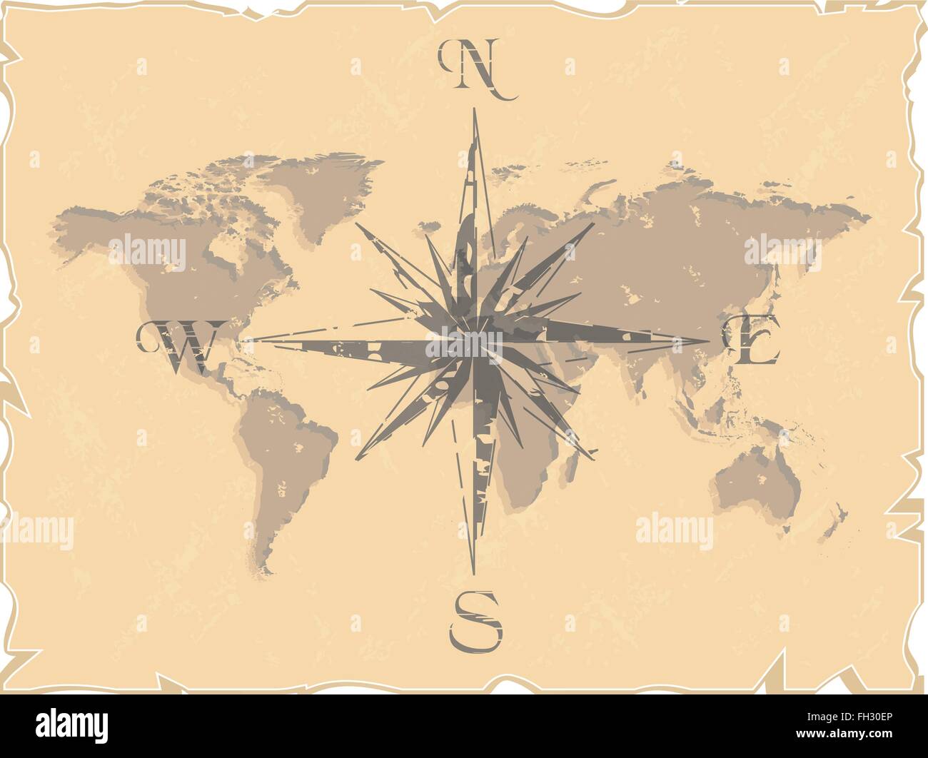World map with compass hires stock photography and images Alamy