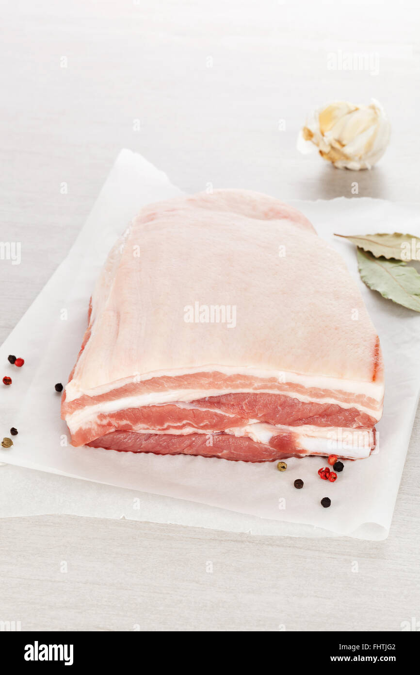 Raw pork belly portion Stock Photo Alamy