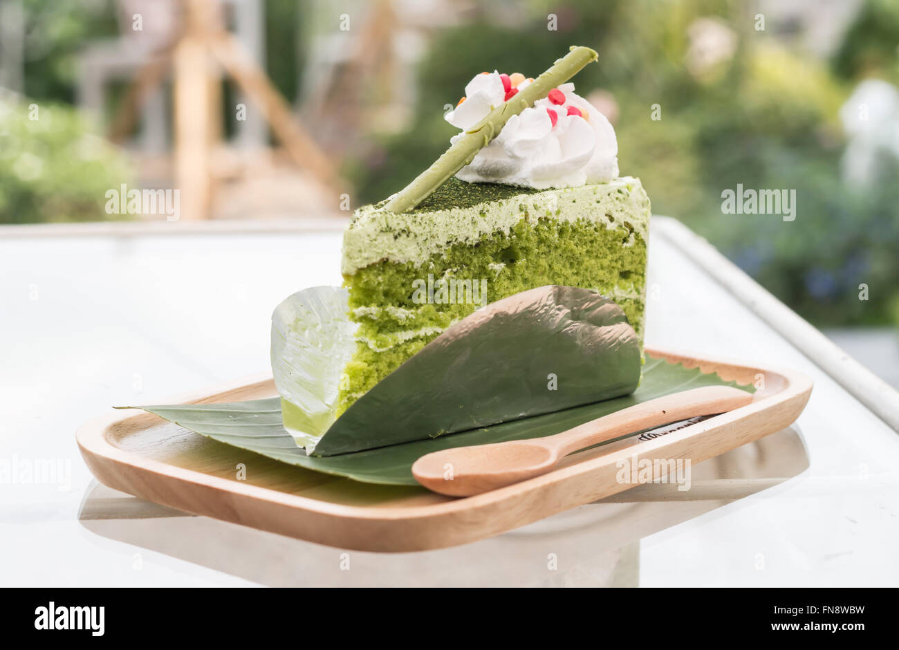 Green tea cake Stock Photo Alamy