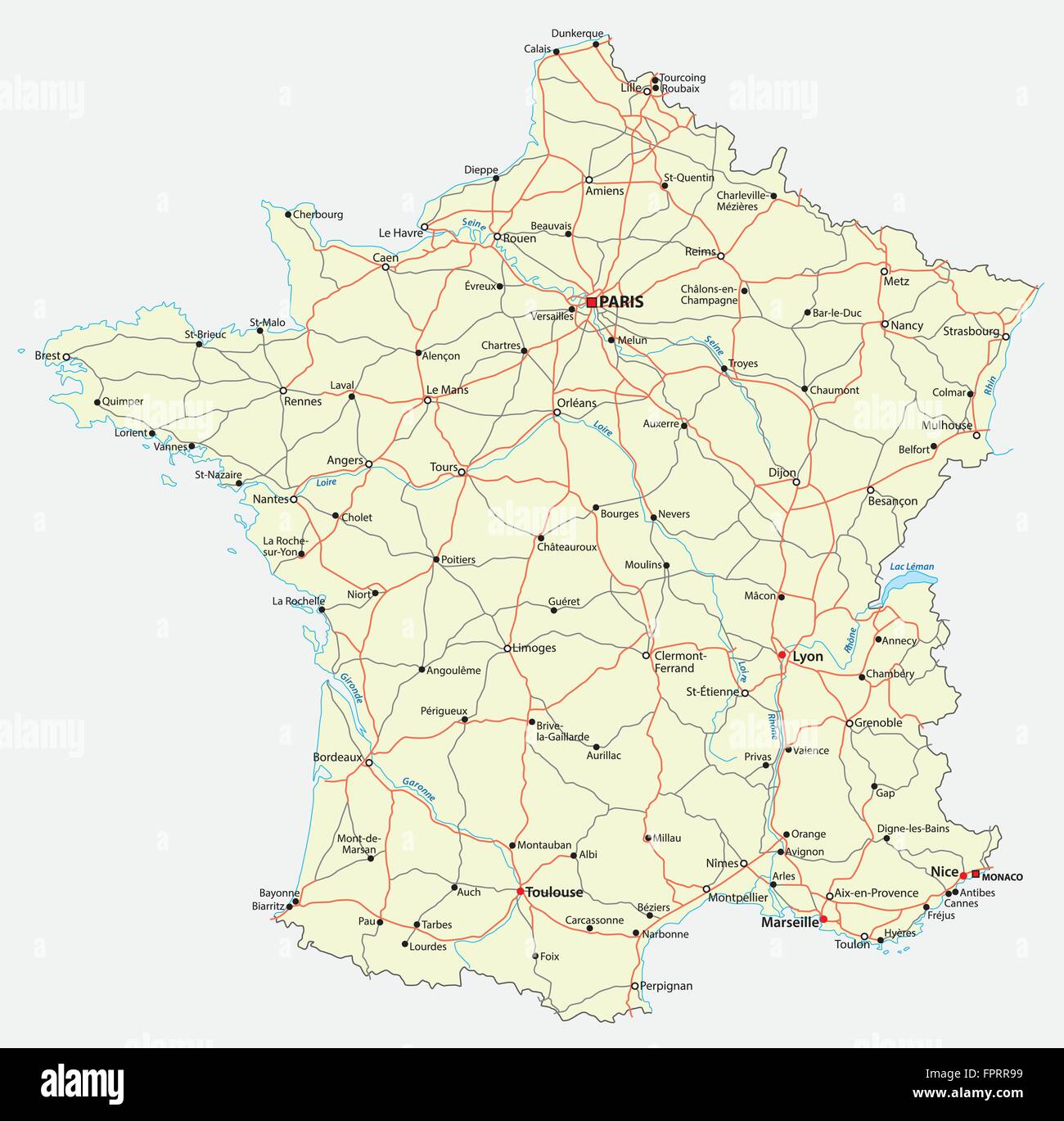 Large Detailed Road Map Of France