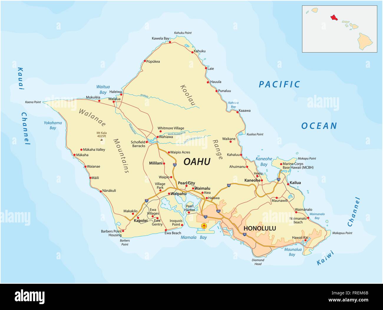 Road Map Of Oahu Hawaii