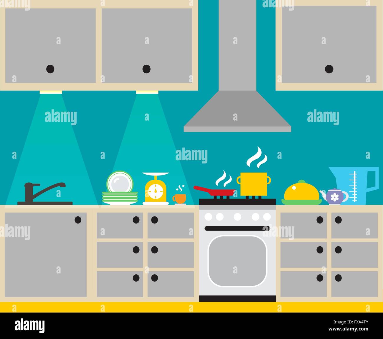 Kitchen interior poster Stock Vector Image & Art Alamy