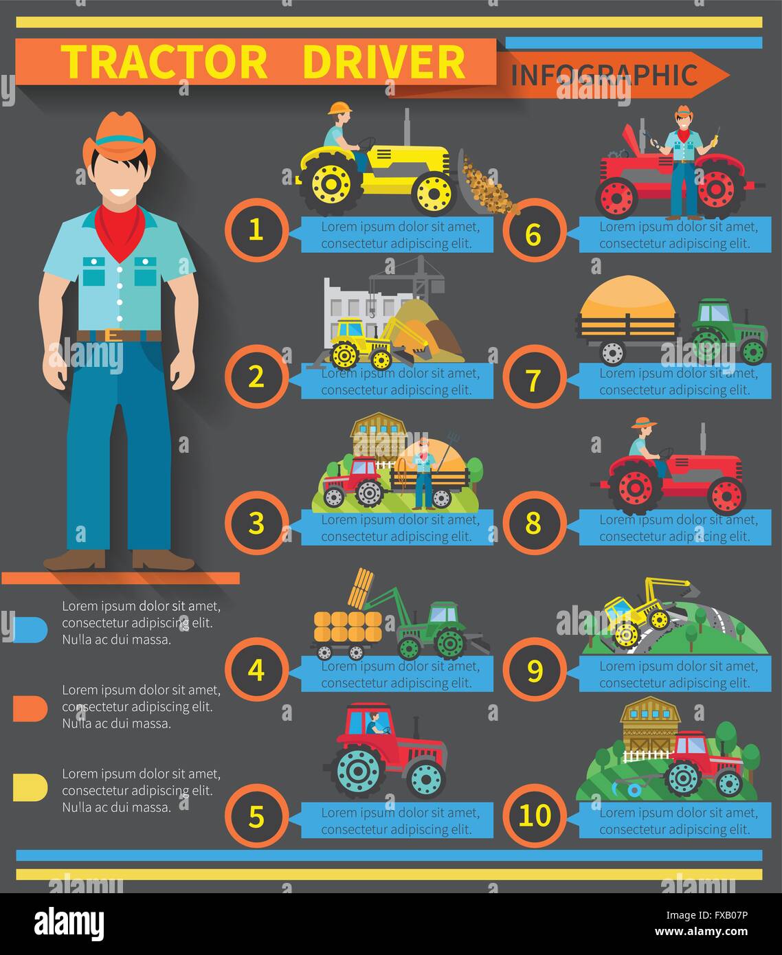 Tractor Driver Infographics Stock Vector Image & Art Alamy