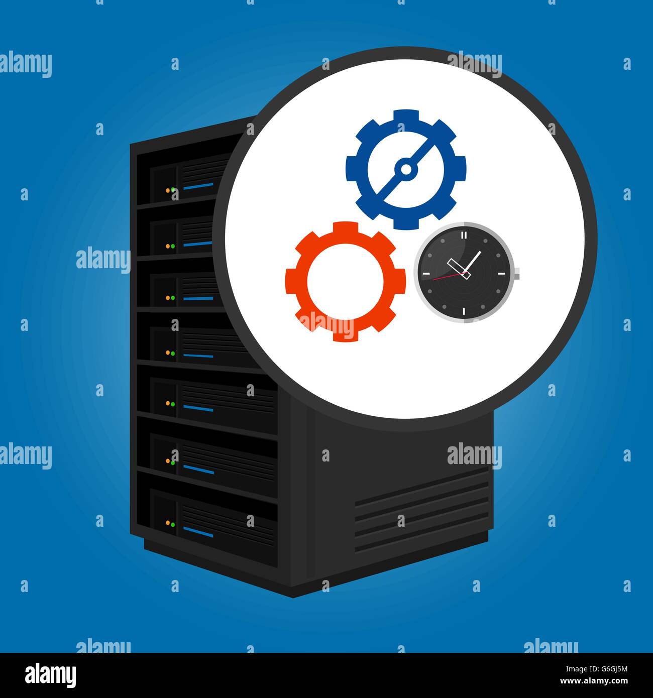cron job task scheduled automatically running in server in specific time automation Stock Vector