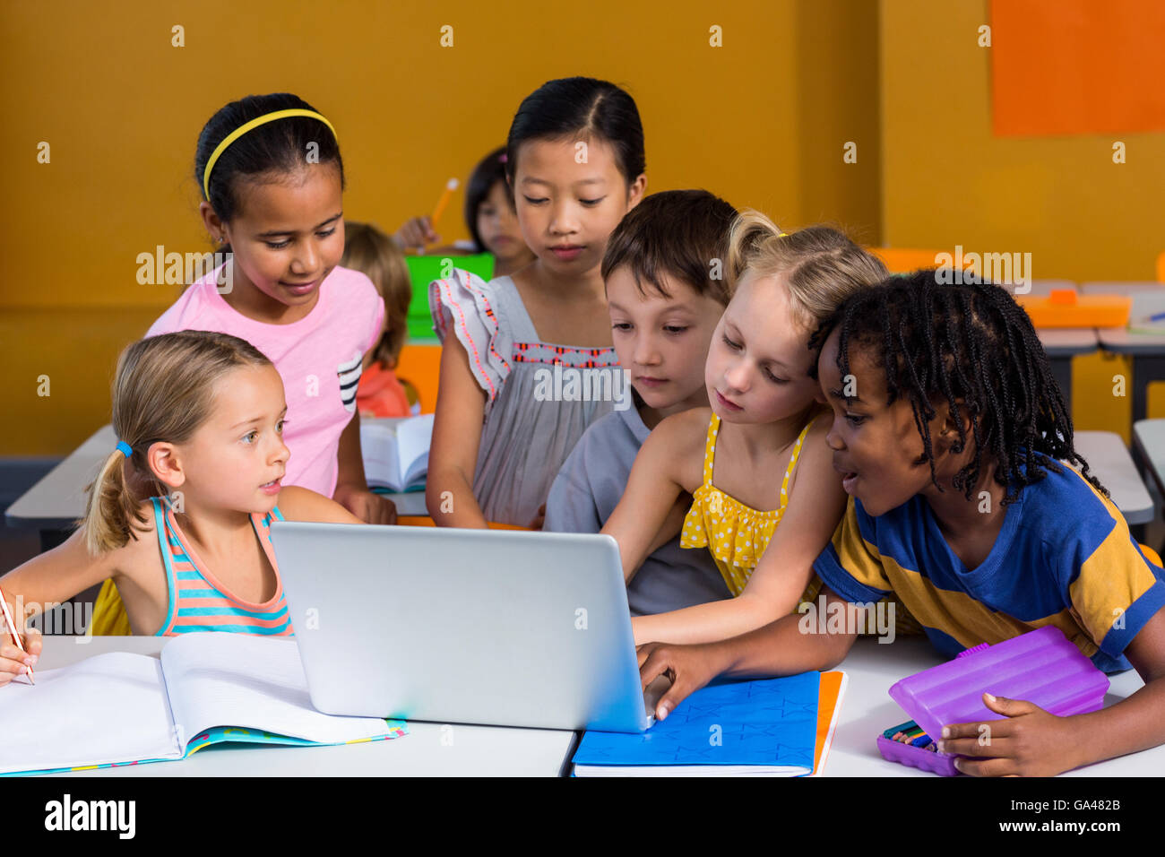 Children using laptop Stock Photo Alamy