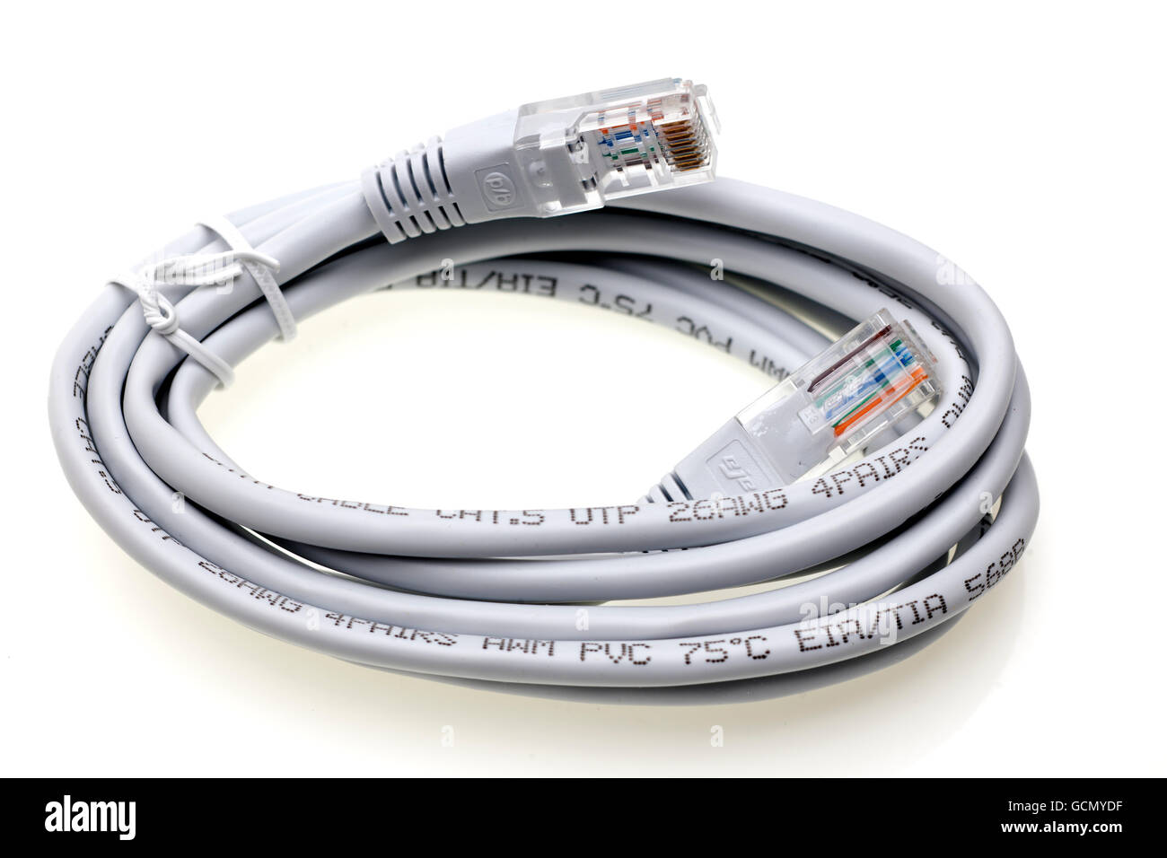 RG45 4 pair network grey cable Stock Photo - Alamy