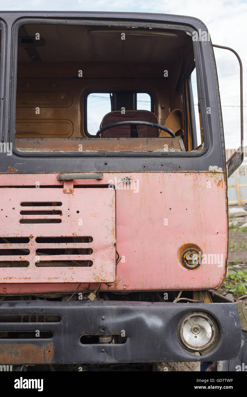 Broken car without glasses Stock Photo Alamy