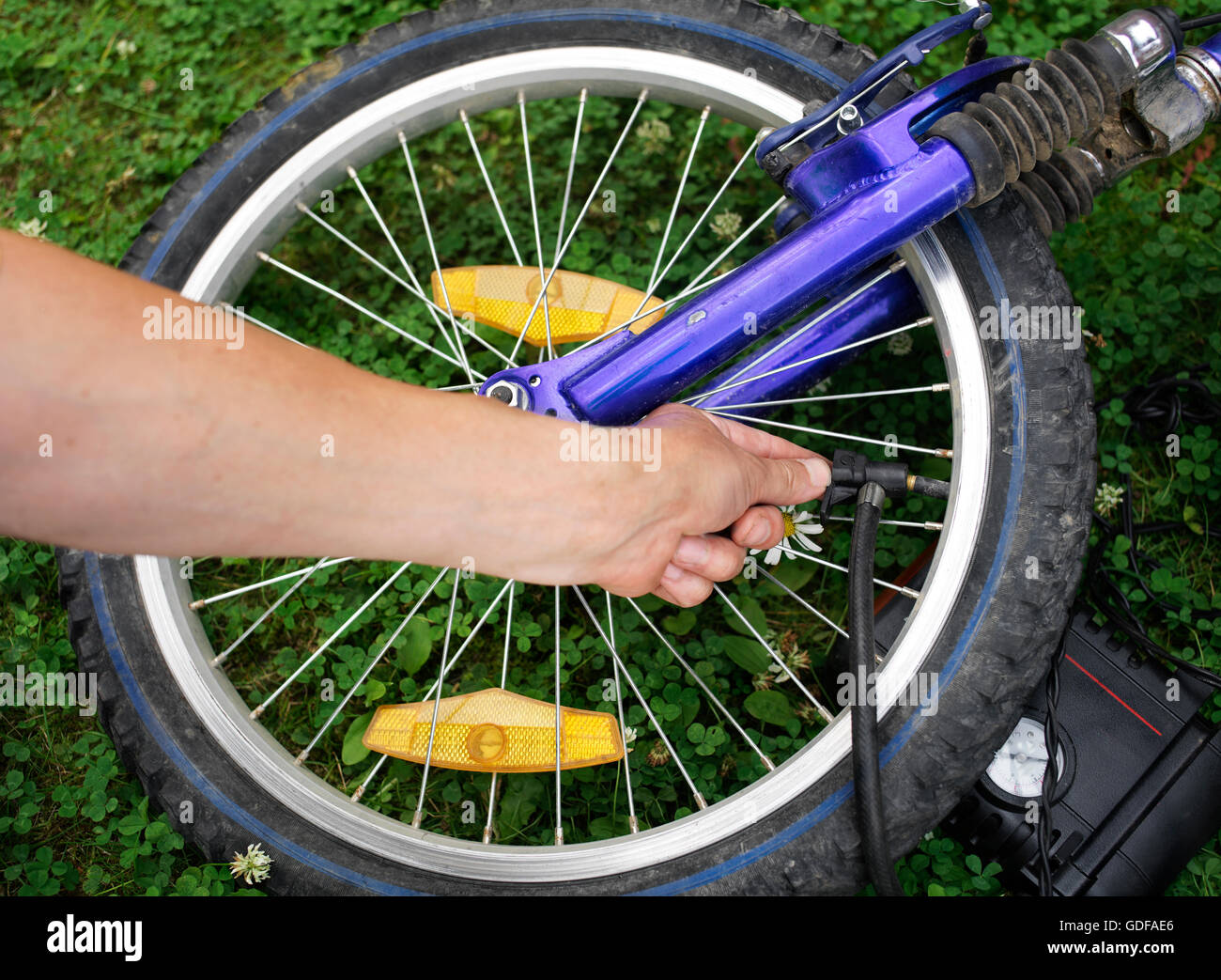 Checking Tire Pressure Stock Photo Alamy