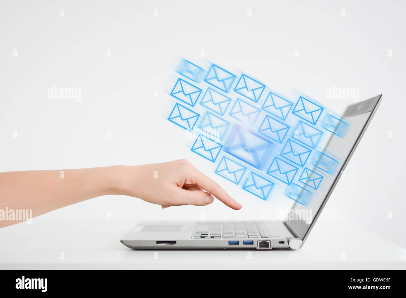 Send emails from a laptop Stock Photo Alamy