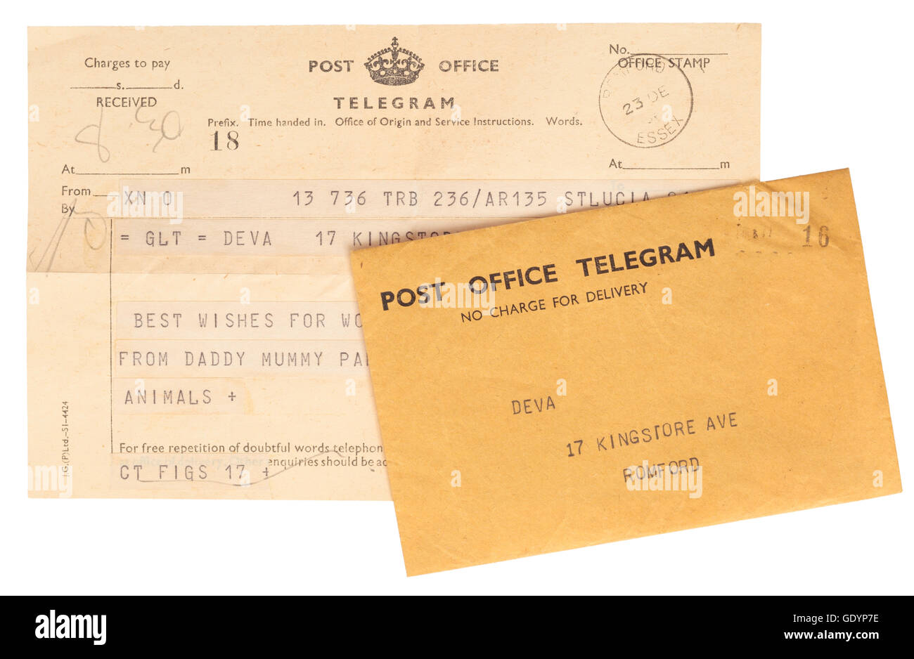 Post Office Telegram Stock Photo Alamy