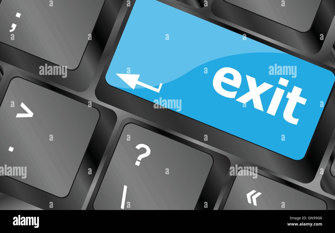 computer keyboard keys with exit button. Keyboard keys icon button