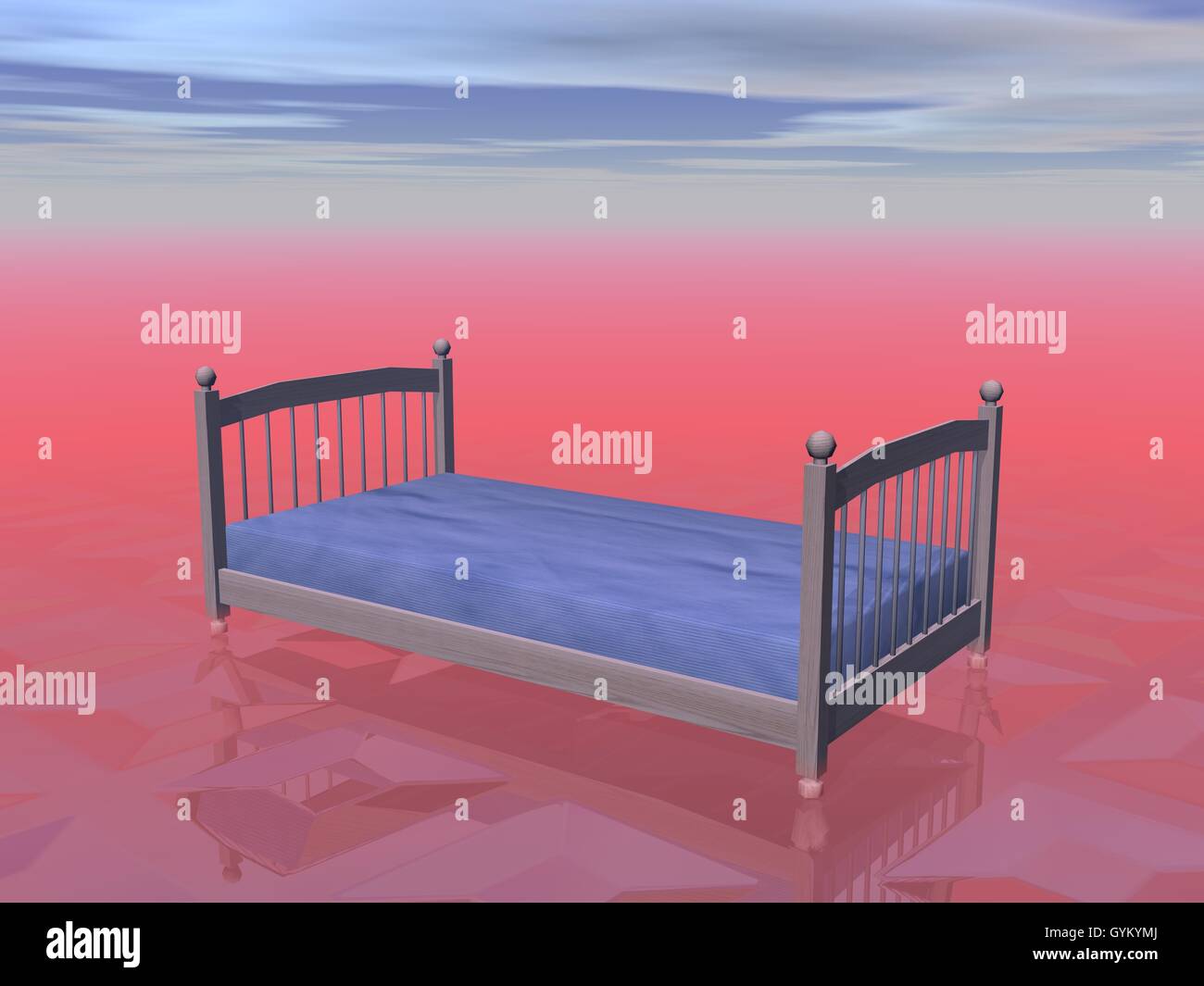 Simple bed 3D render Stock Photo Alamy