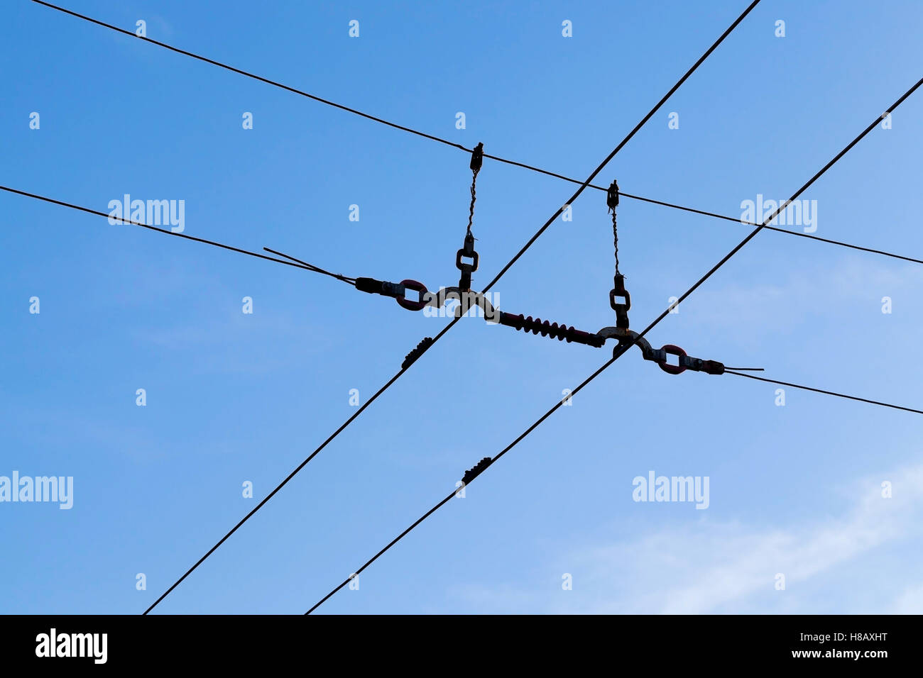 Power lines above street hires stock photography and images Alamy