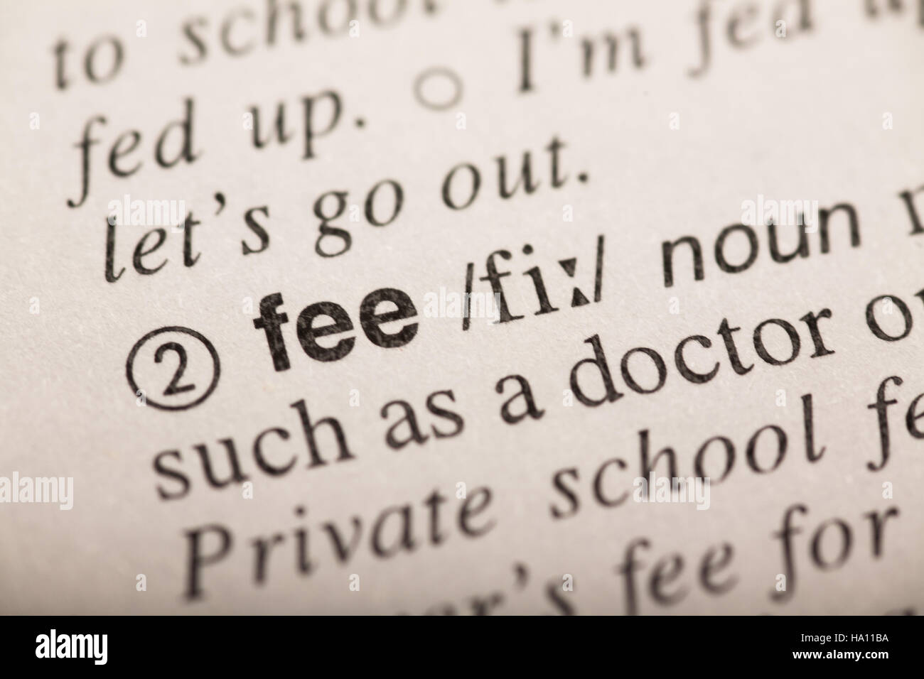 fee word in dictionary Stock Photo Alamy