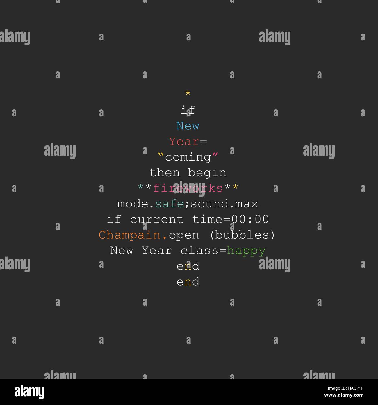 Christmas Programming 2024 Christmas tree made of programming code in Ruby language Stock Vector