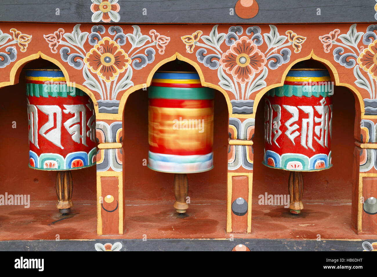 Buddhist prayer wheels Stock Photo Alamy