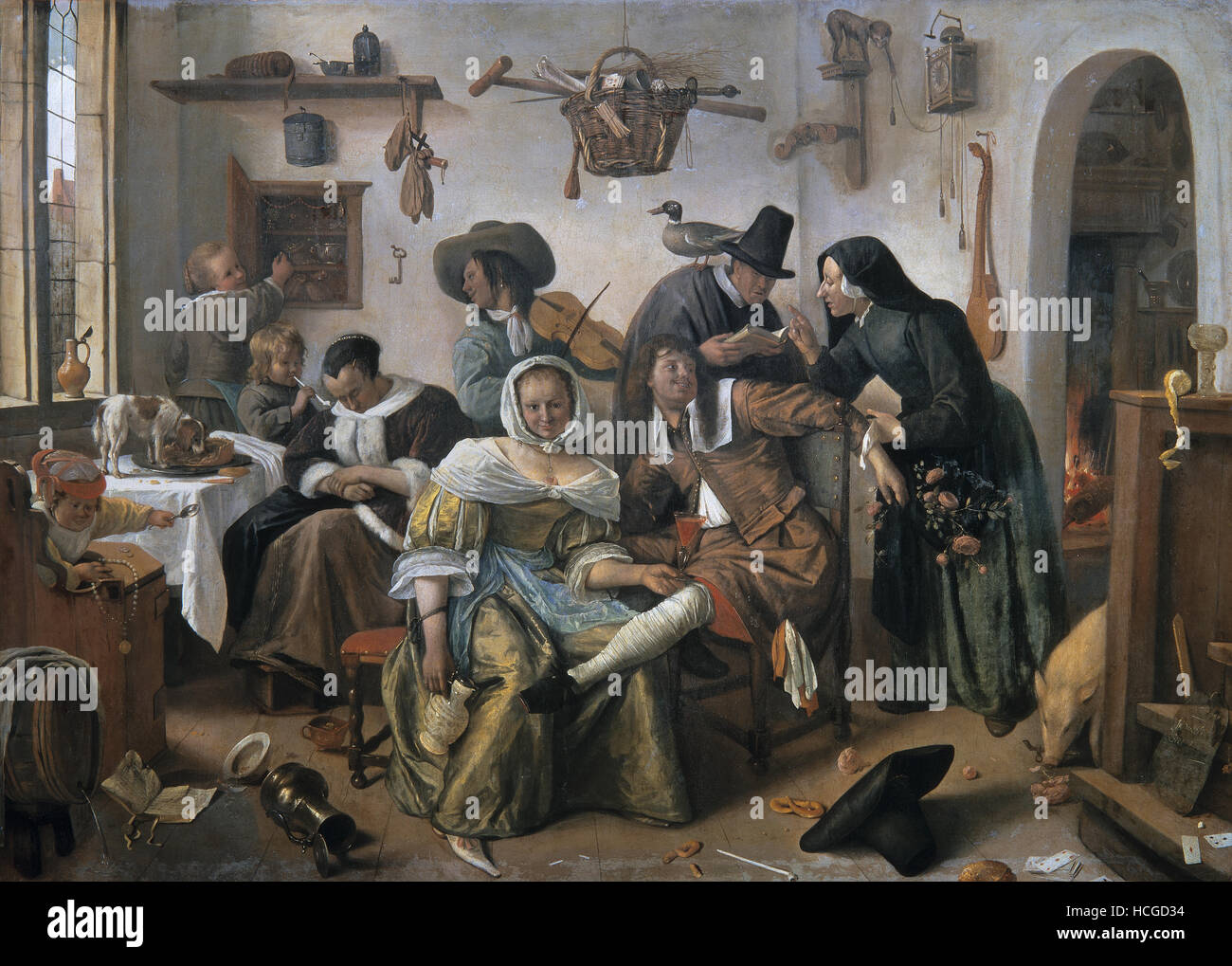 Jan Steen The World Turned Upside Down 1663 Stock Photo Alamy