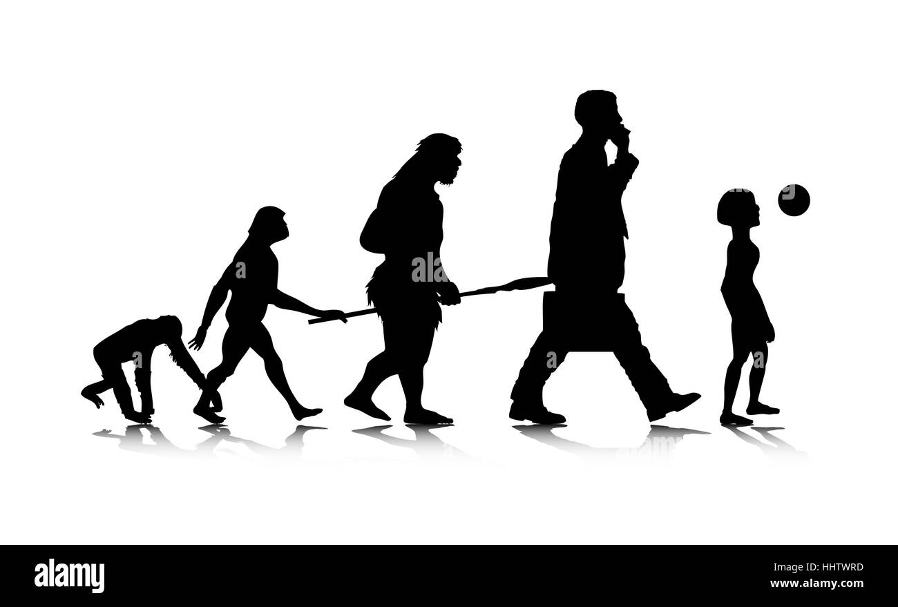 Evolution of man walking Black and White Stock Photos & Images Alamy