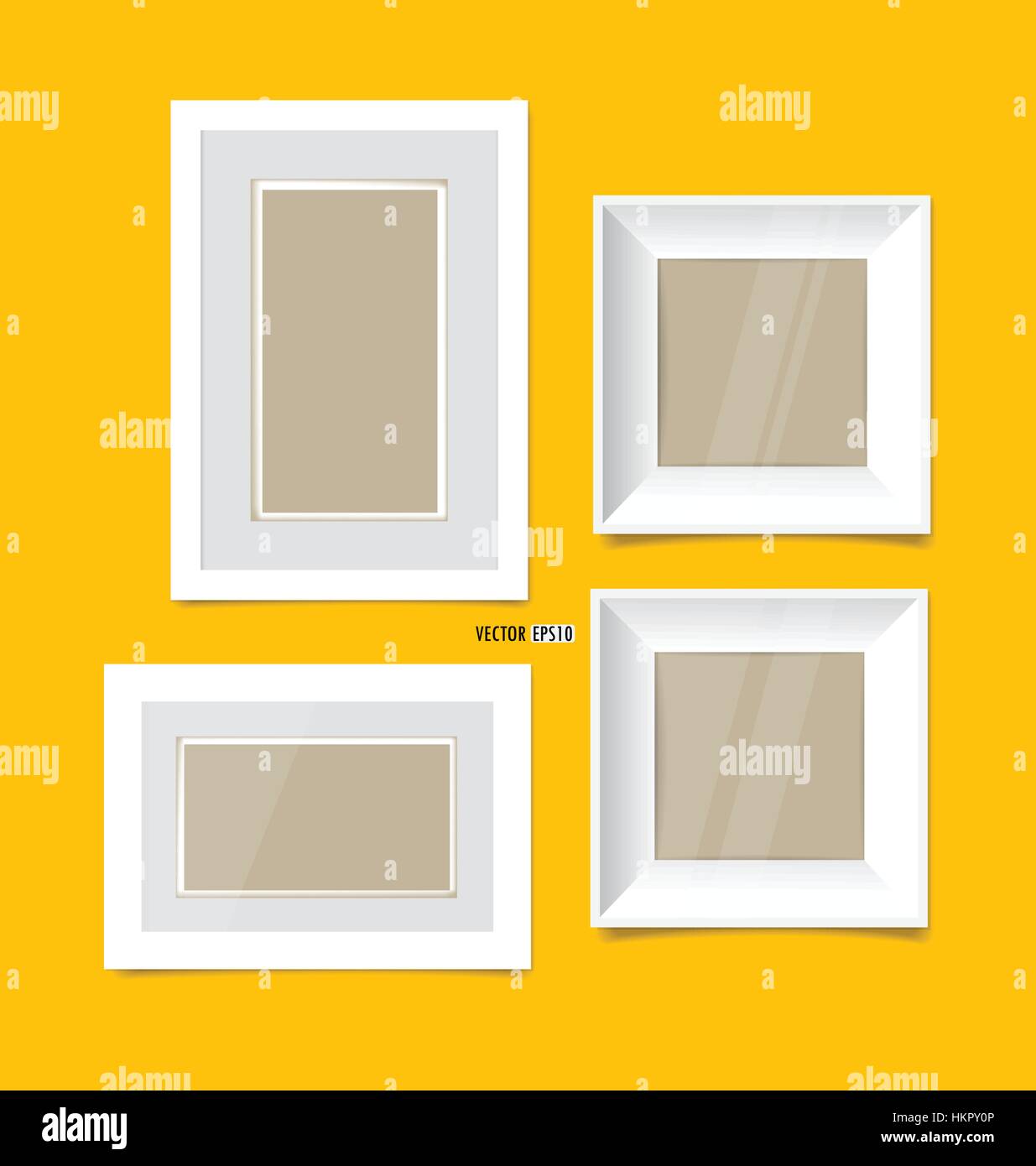 Picture frames on yellow wall. Vector EPS10 Stock Vector Image & Art
