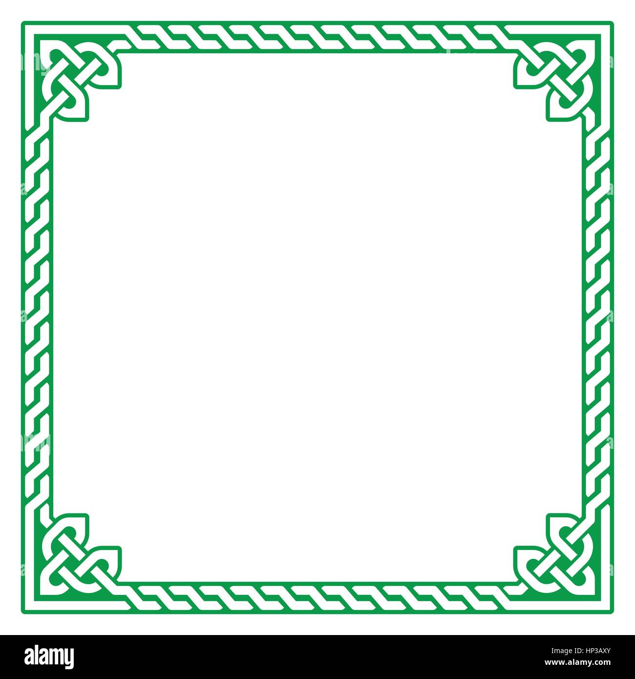 Celtic green frame, border pattern vector.Irish, Celtic square
