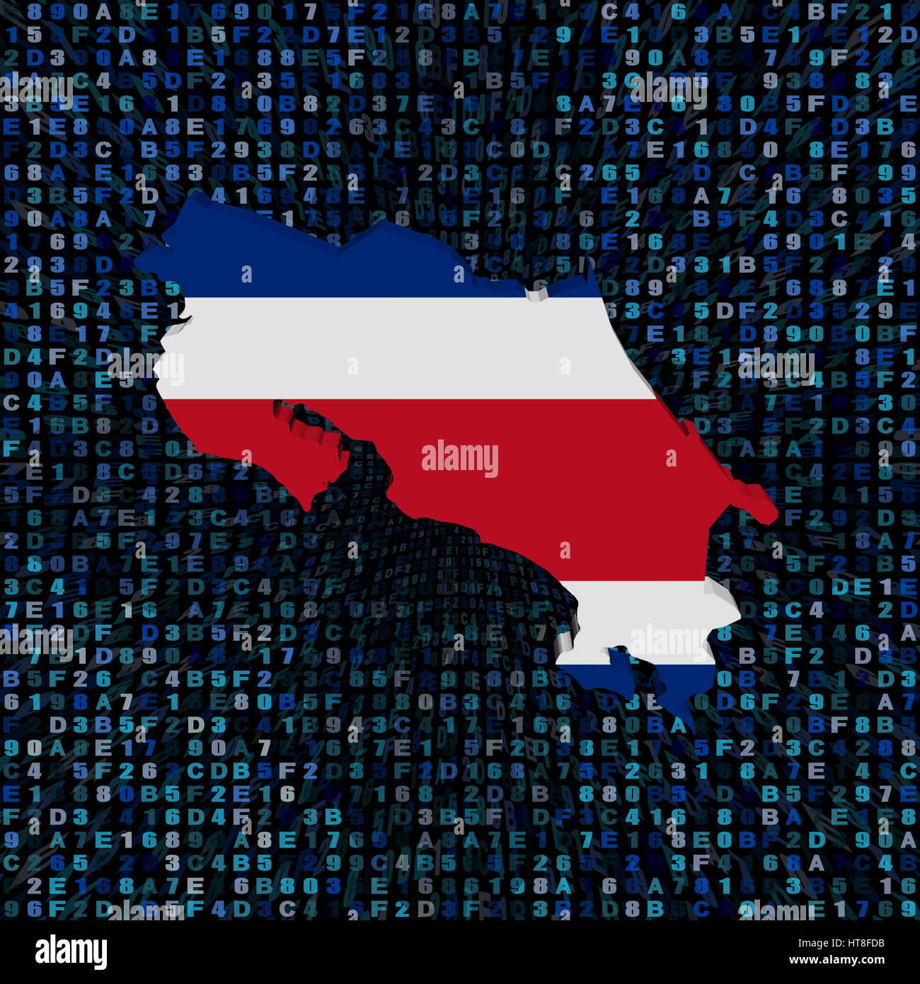 Costa Rica map flag on hex code illustration Stock Photo Alamy