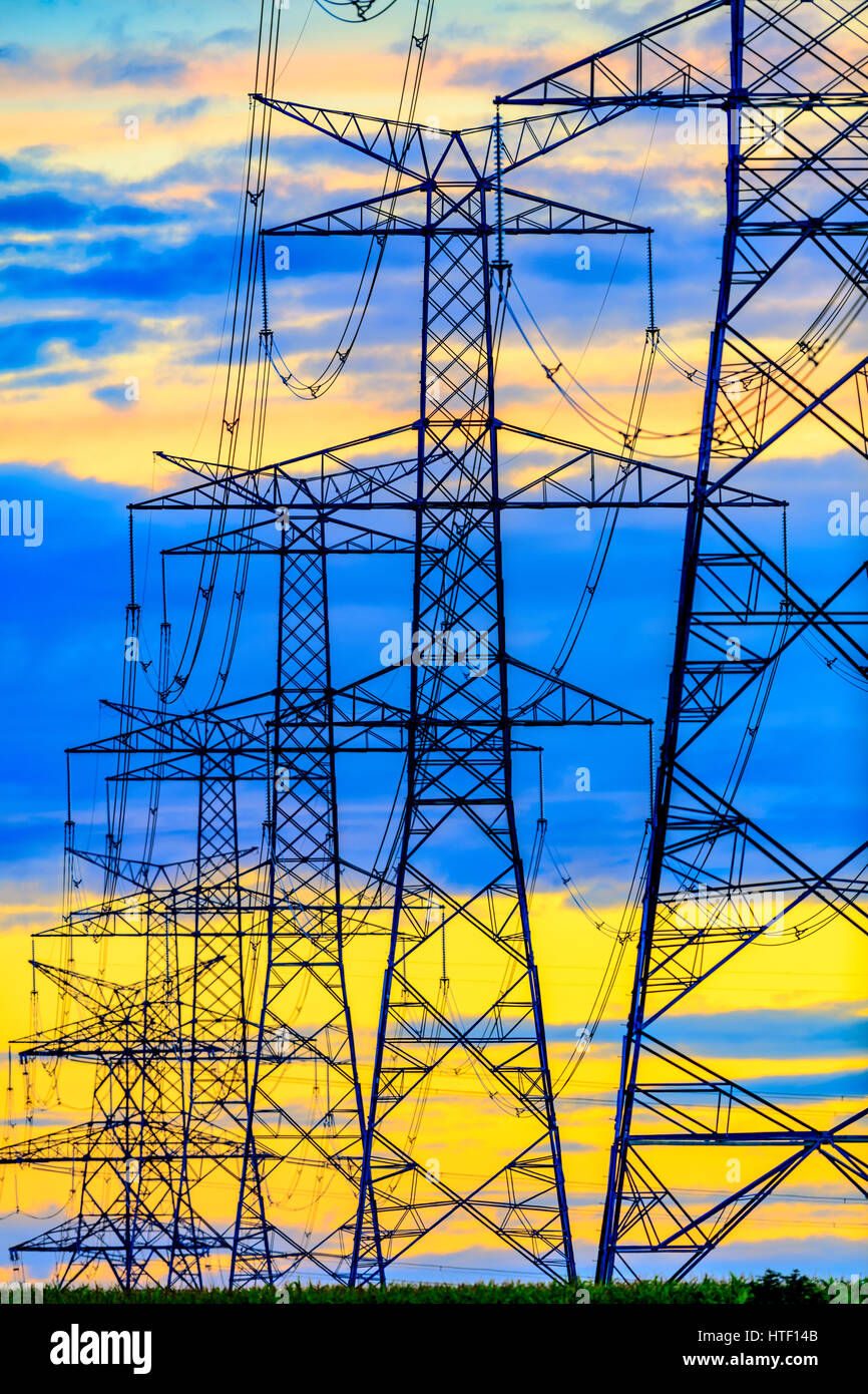 Power transmission lines Stock Photo Alamy