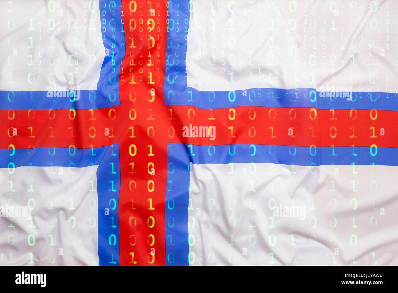 Data protection, binary code with Faroe Islands flag Stock Photo Alamy