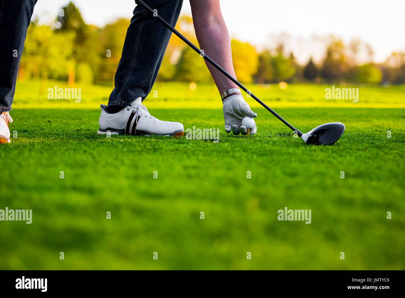 Golf player pulling with the drive Stock Photo Alamy