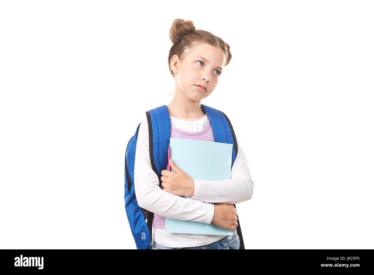 Elementary student with backpack Stock Photo Alamy