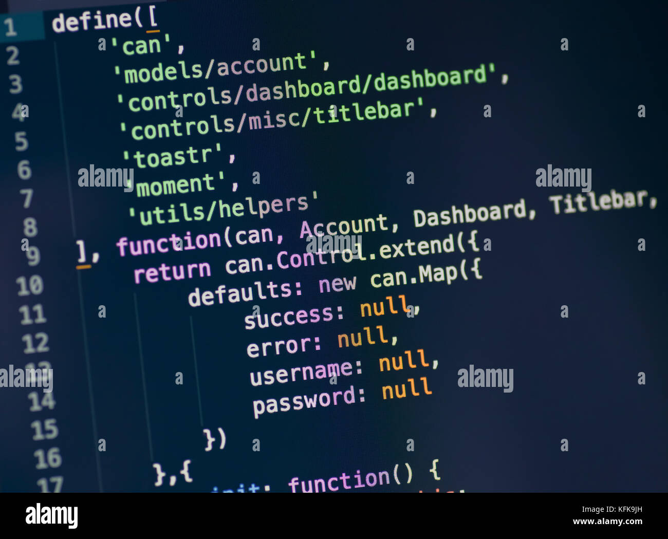 Code syntax on a computer screen Stock Photo Alamy