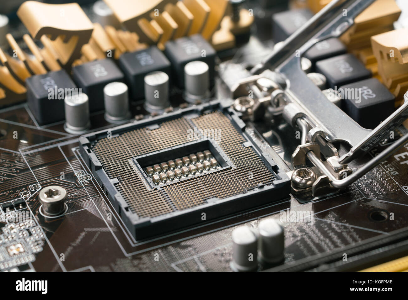 CPU socket close up Stock Photo Alamy