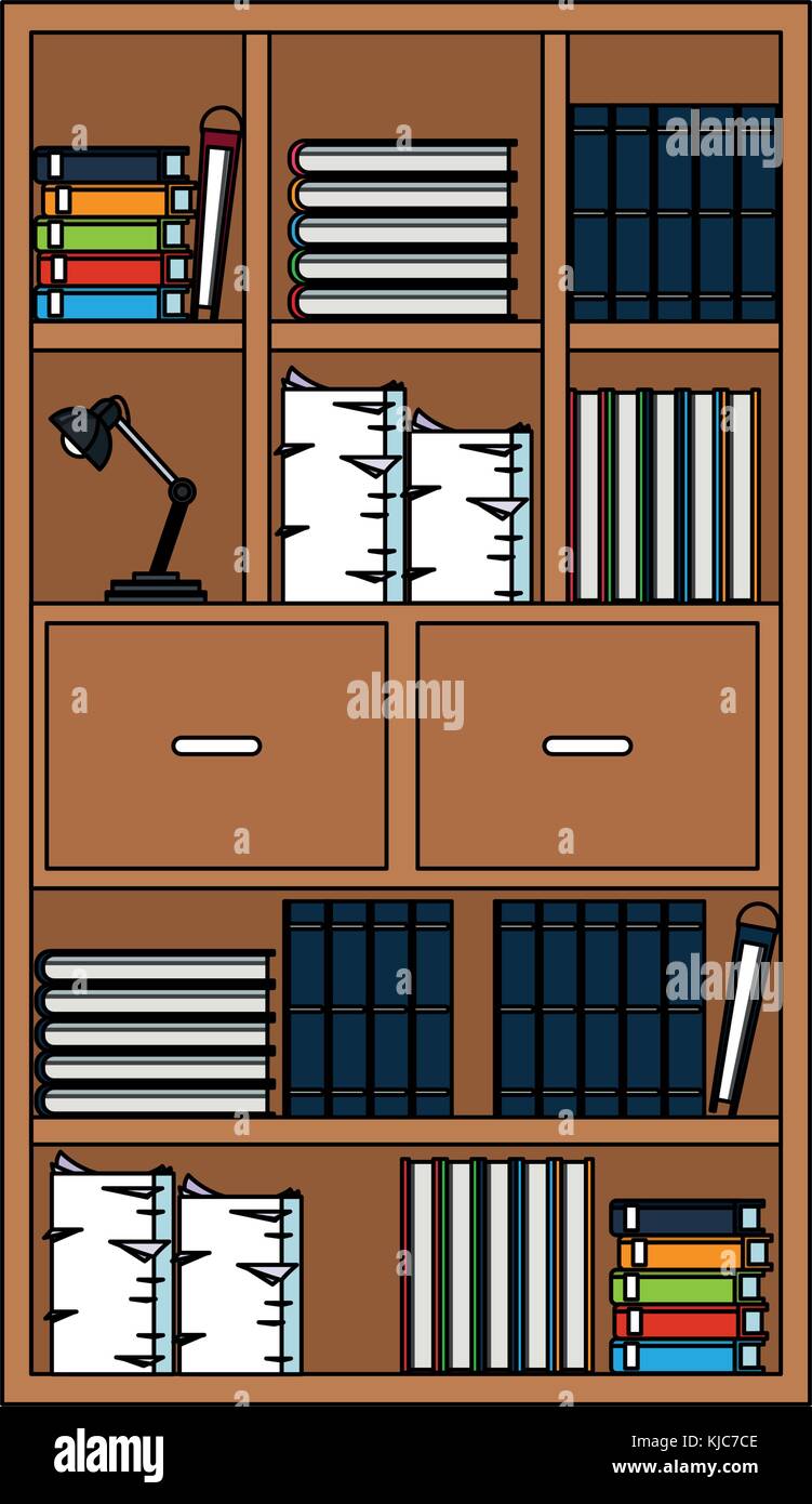 Wooden bookcase with elements Stock Vector Image & Art Alamy