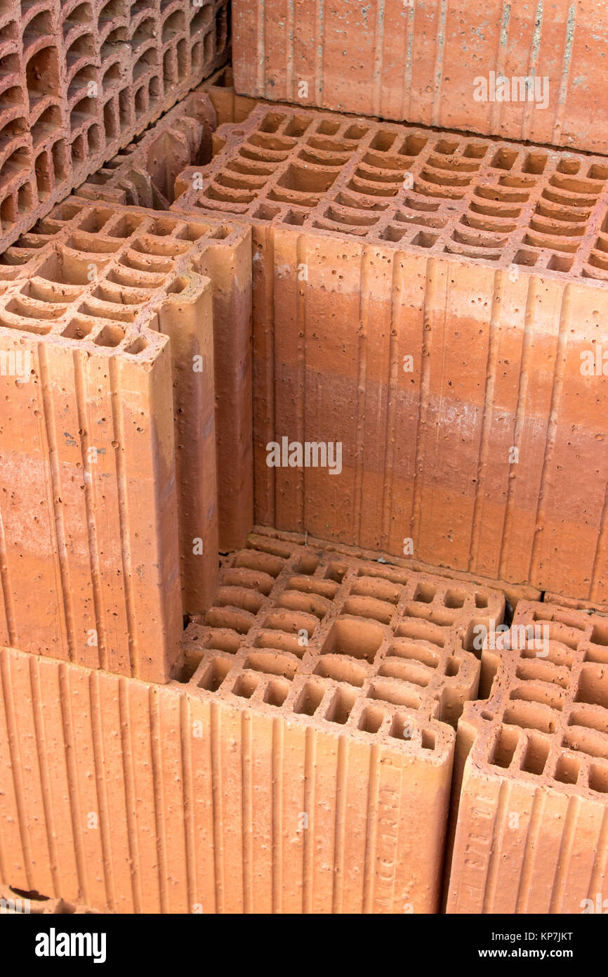 Stack with hollow bricks Stock Photo Alamy