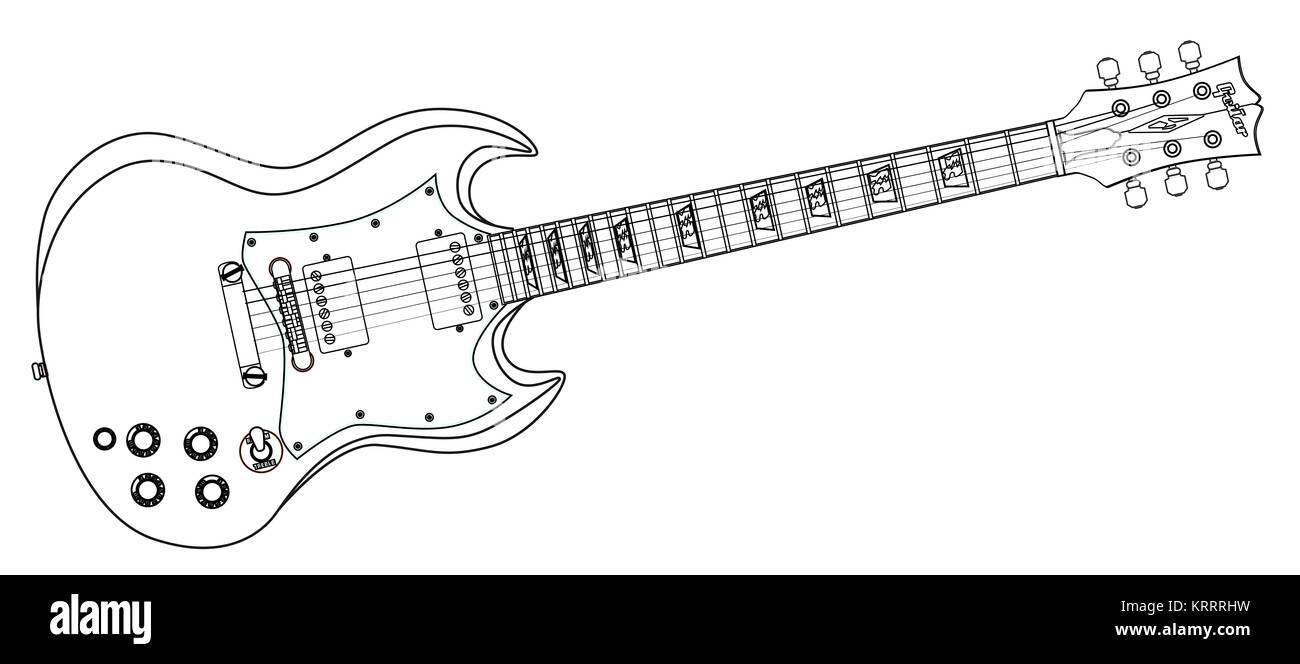 Solid Guitar Line Drawing Stock Photo Alamy
