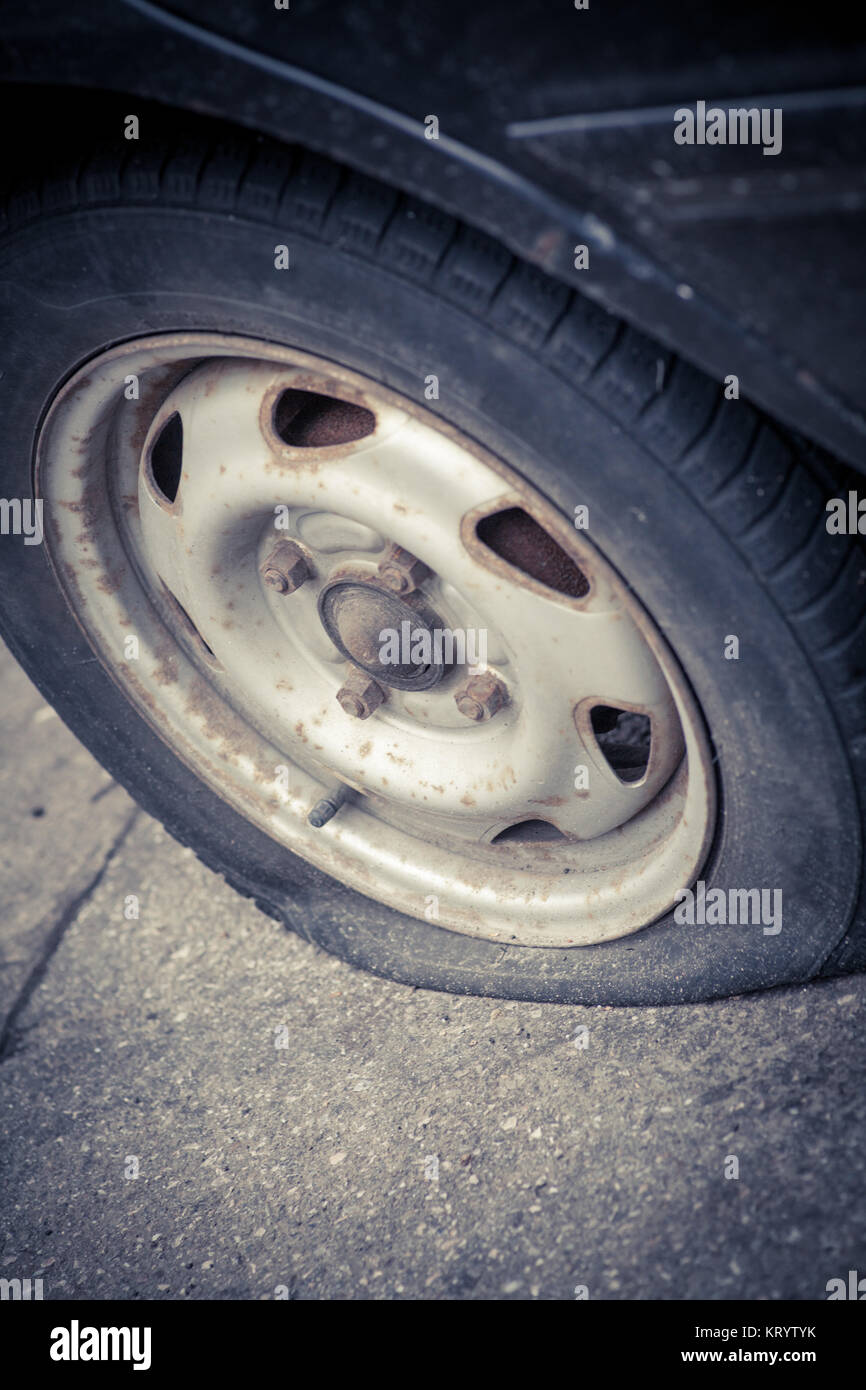 Car flat tire Stock Photo Alamy