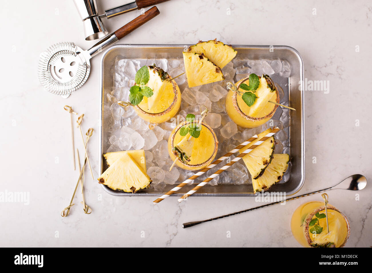 Pineapple cold cocktails Stock Photo Alamy