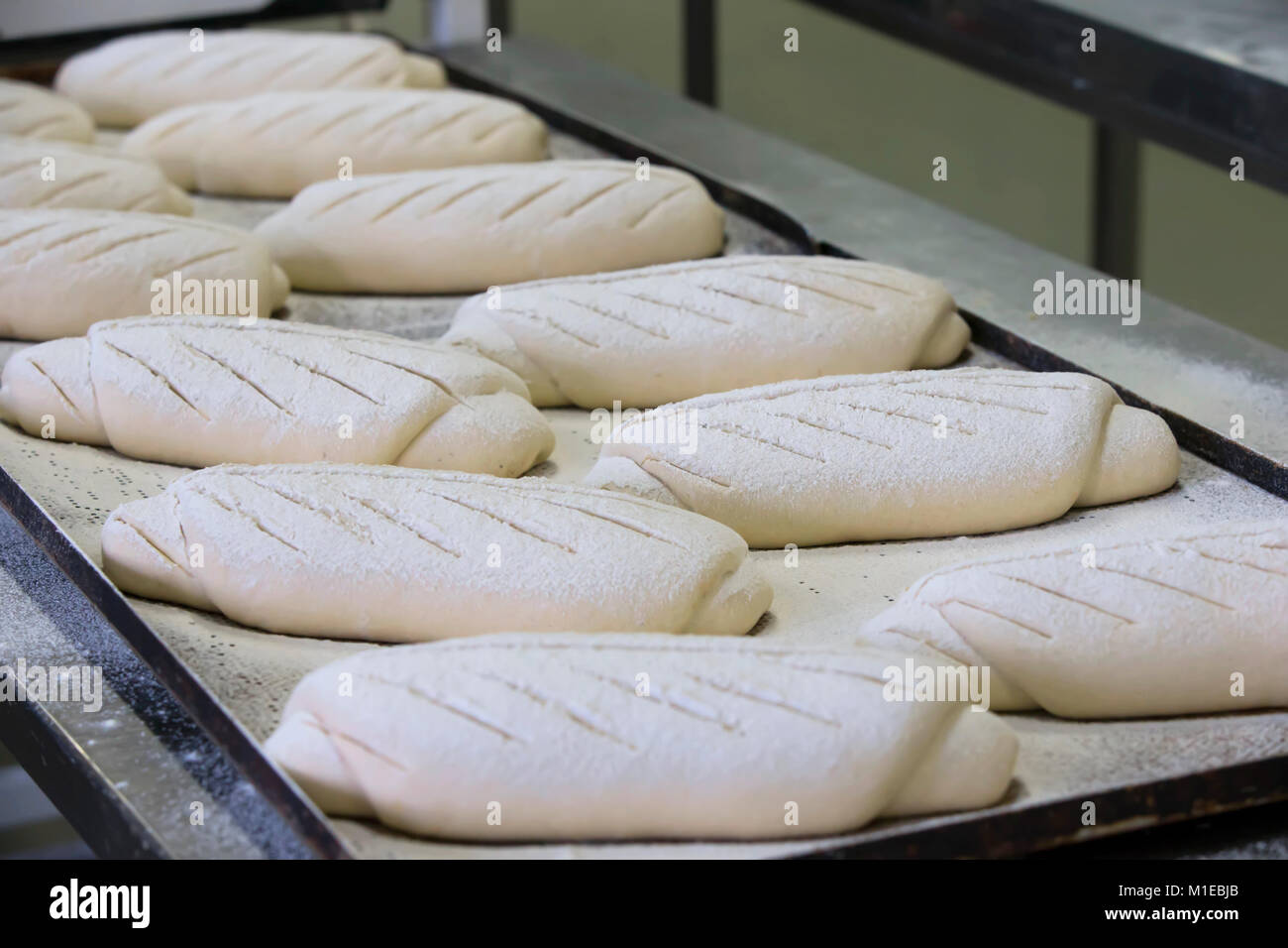Industrial bread baking. Semiready bread Stock Photo Alamy