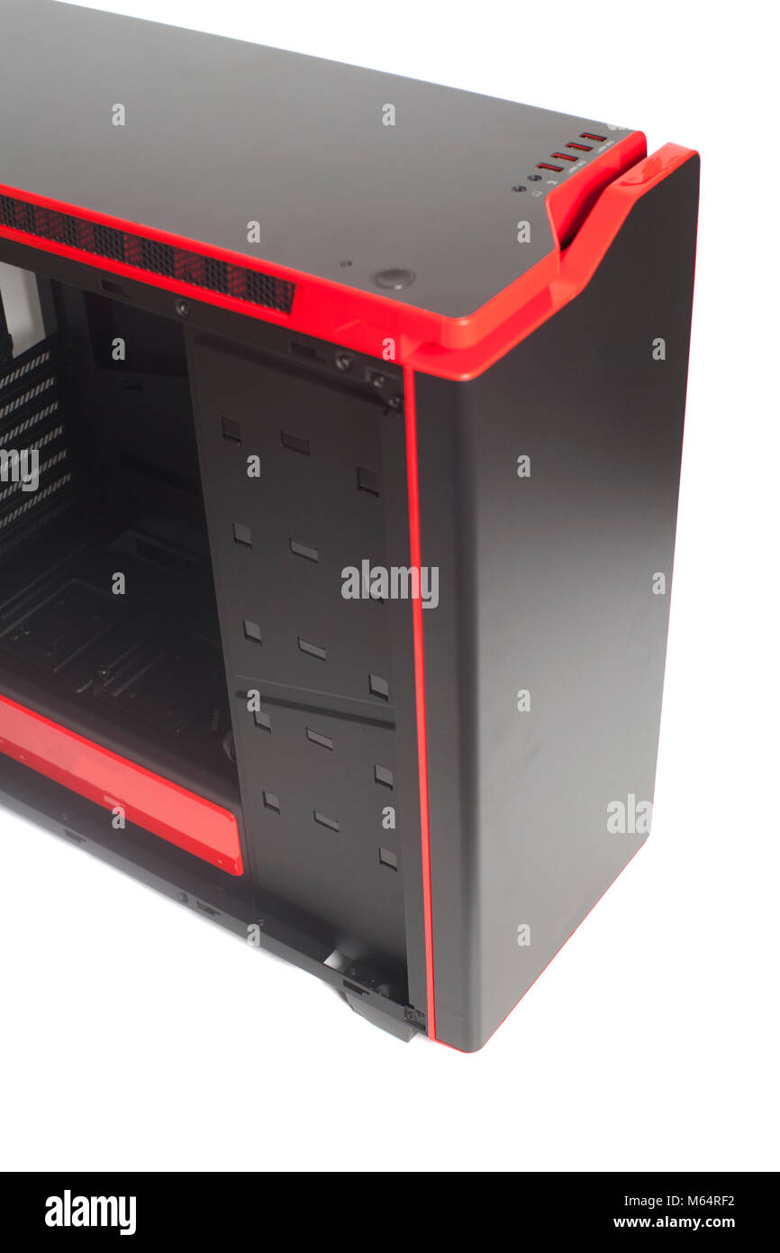 Desktop Empty Computer Case isolated on white background Stock Photo