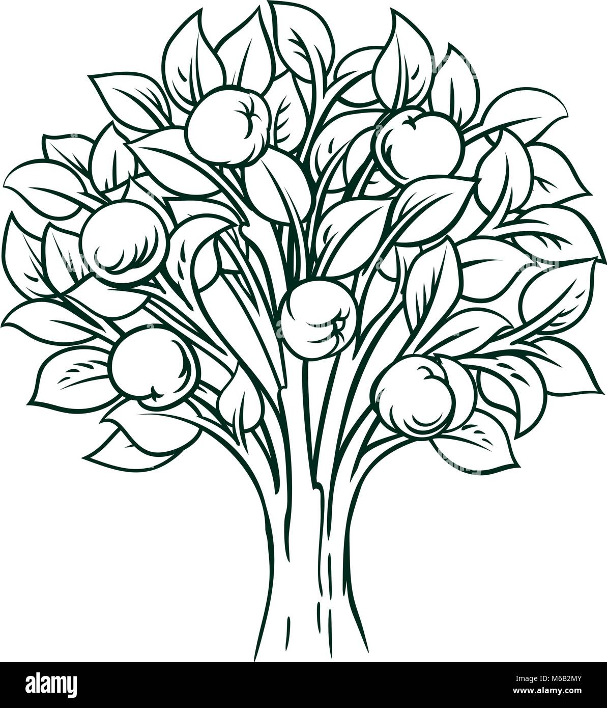 Fruit Tree Clipart Black And White
