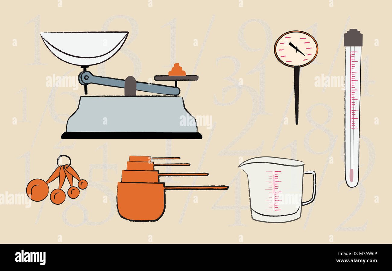 Assorted kitchen measuring tools Stock Photo Alamy