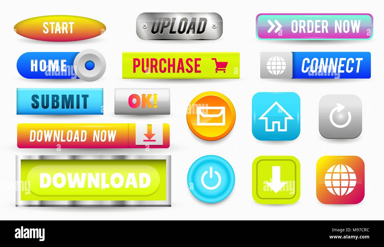 Collection Of Web Buttons Elements Set Vector Templates Banners And Labels Media Ribbons Icons For Website Or App Navigation Menu Bars Stock Vector Image Art Alamy