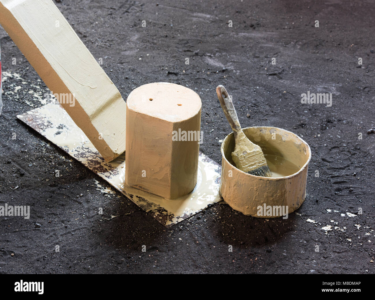 paint box and painted brush Stock Photo Alamy