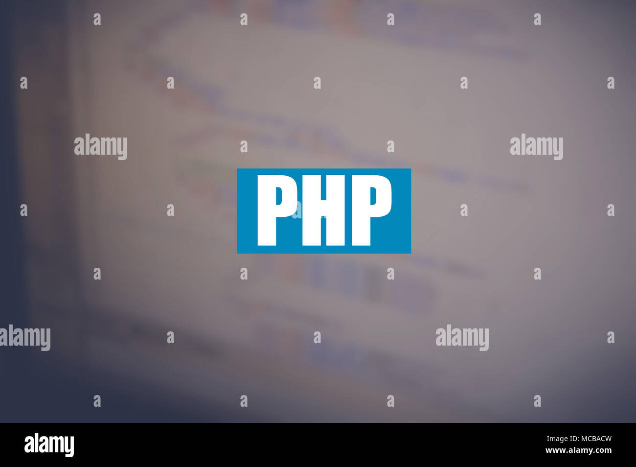 php word with code blurring background Stock Photo Alamy