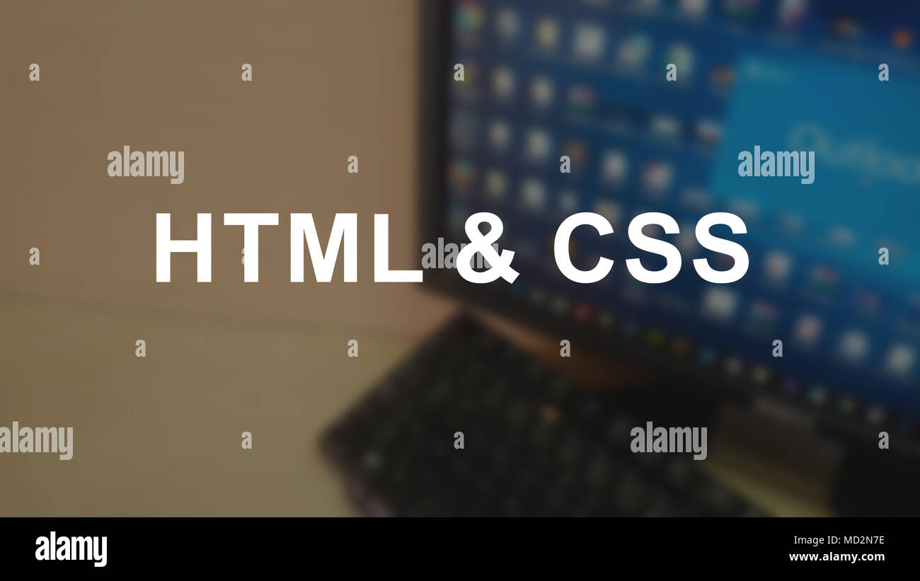 Html & css word with blurring business background Stock Photo Alamy