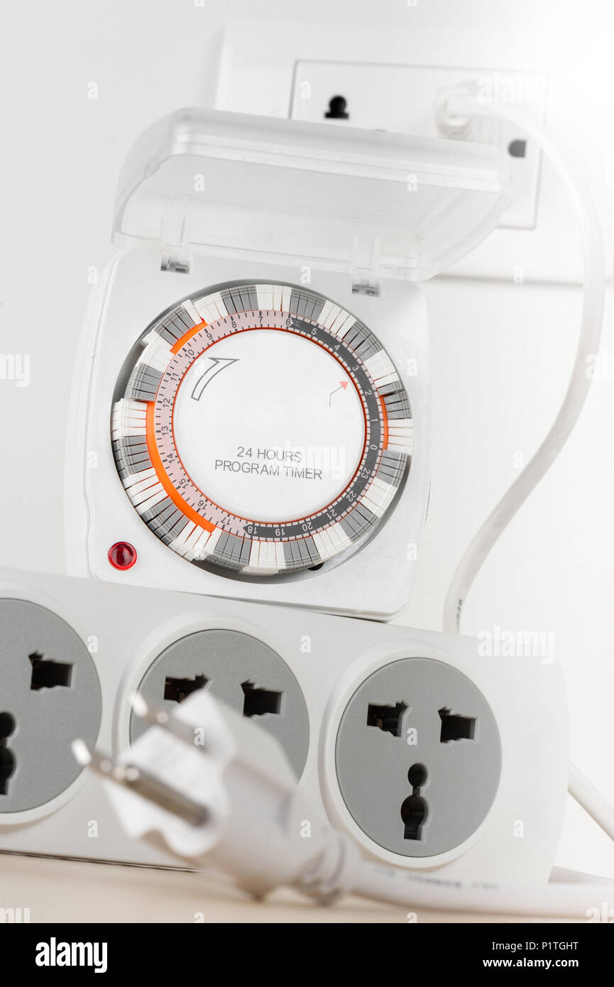 electrical socket with 24 hours program timer Stock Photo Alamy