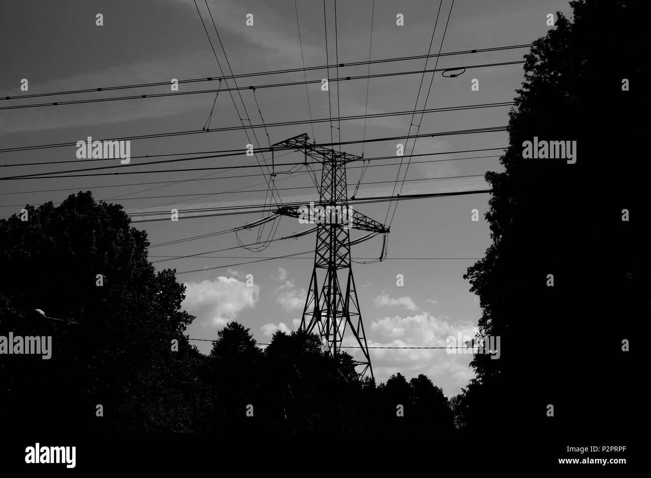 Highvoltage power line Stock Photo Alamy