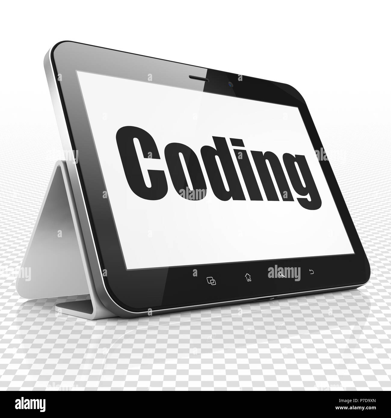 Software concept Tablet Computer with Coding on display Stock Photo