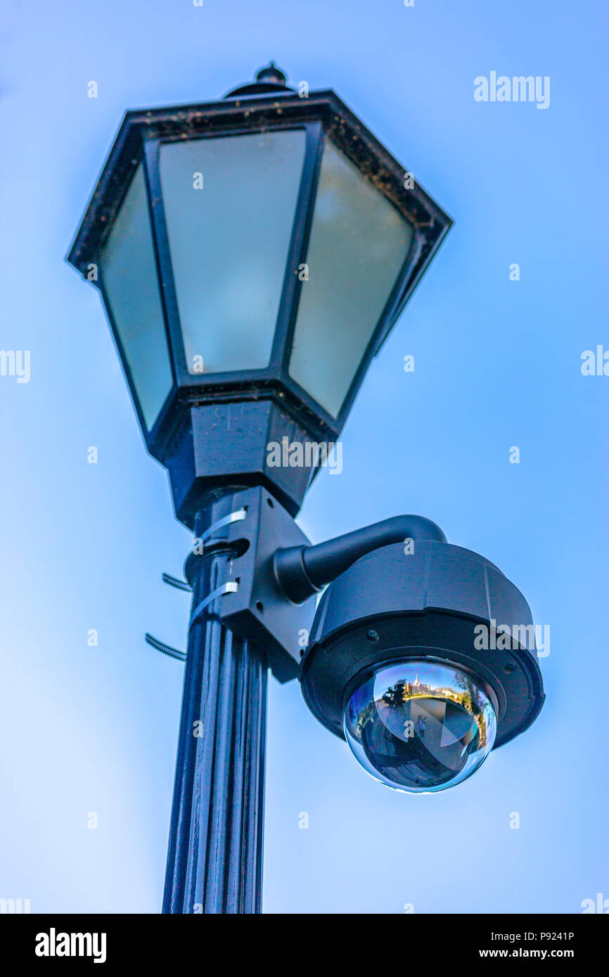 Security camera on a lamp post Stock Photo Alamy