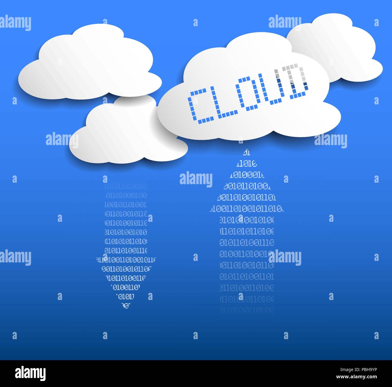 cloud storeage or cloud computing concept with white cloud shapes and